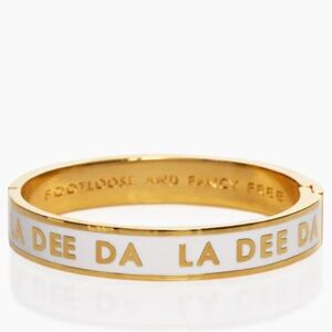 RARE Kate Spade Footloose & Fancy Free Idiom Hinge Enamel Gold Bracelet